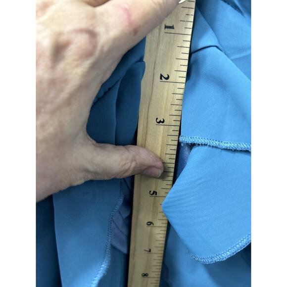 Foteisy Women's Romper Shorts Size‎ L Ruffle Front Adjustable Strap Teal Lined - Picture 13 of 16